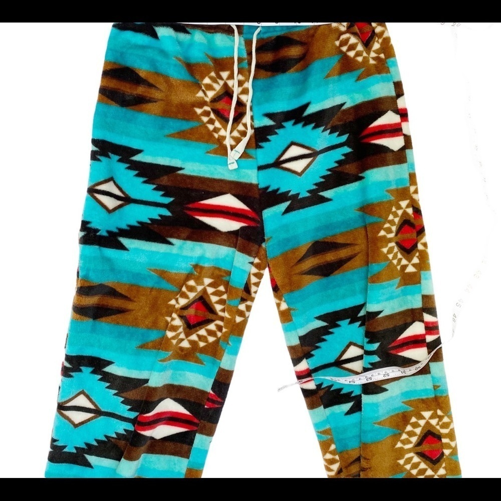 Trail Crest Velour Vibrant Southwest Print Pajama Pants Size Large